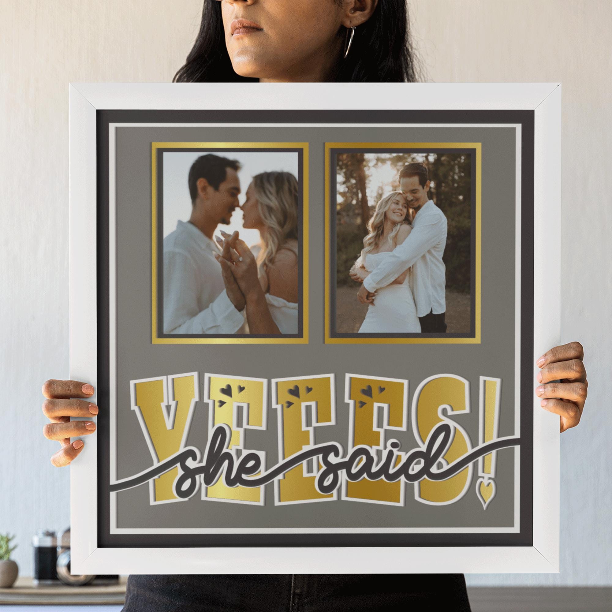 Engagement Shadow Box Svg Files For Cricut Projects, Photo Frame Svg Personalized Wedding Gifts For Couple, DIY Wedding Table Display Ideas