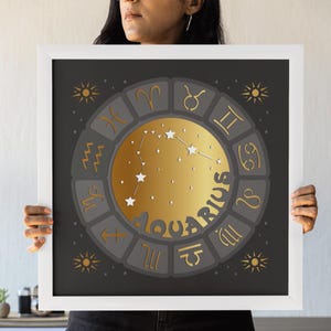 Zodiac Aquarius 3D Shadow Box SVG Files for Cricut Projects, Stars Handmade Personalized Gift, DIY 3d SVG, Astrology Layered Paper Cut File