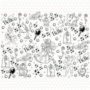 Rose enchantée, la Belle et la bête Svg, belle princesse mandala SVG, princesse vitrail enchanté, fichier de coupe Silhouette, sublimation png