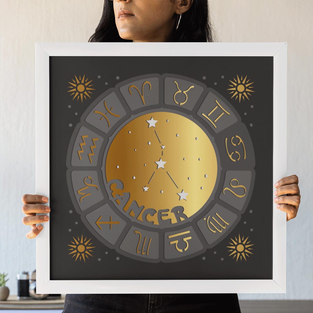 Zodiac Cancer 3D Shadow Box SVG Files for Cricut Projects, Stars ...