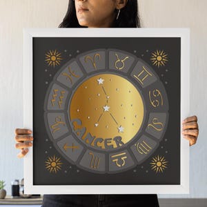 Zodiac Cancer 3D Shadow Box SVG Files for Cricut Projects, Stars Handmade Personalized Gift, DIY 3d SVG, Astrology Layered Paper Cut File