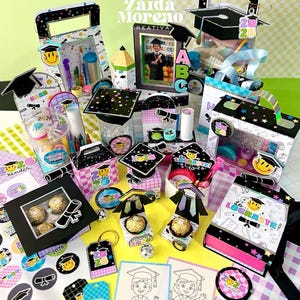 Colección Happy grad/ kit de graduación/ cajas de grado/ kinder grad/ incluye arte/ formato SVG, STUDIO y PDF