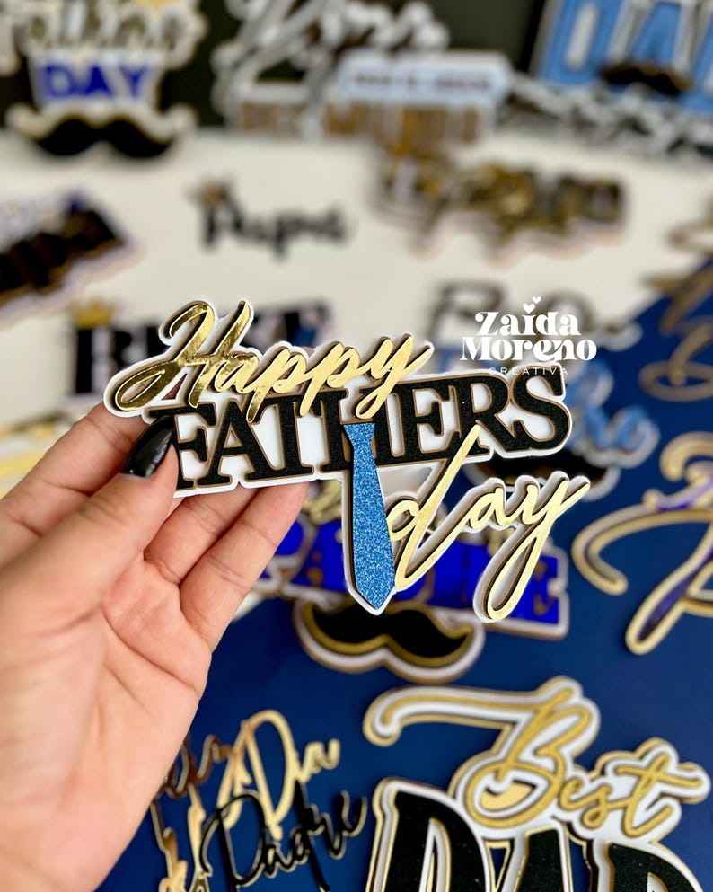 Generic Father's Day Cake Toppers, Phrases in English and Spanish ...