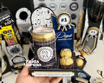 Stage box for Ferrero Rocher and beer, Father's Day/Happy Father's Day/Gift for Dad/Dad/Editable/File format: Studio, SVG, PNG and PDF
