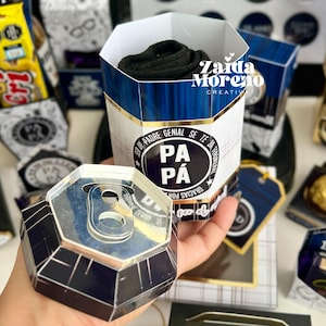 Caja lata de cerveza 3d /regalo día del padre/ papelería para papá/editable/ archivo digital de corte formato studio, svg,png y pdf