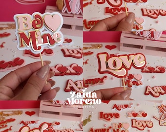 Valentine's Day Cake Toppers / Generic Valentine's Day Cake Toppers Collection / STUDIO FORMAT / SVG / Digital file for Cameo and Cricut