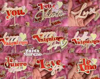 Generic Valentine's Day cake toppers /Hello Valentine's/ Happy Valentine's /STUDIO and SVG format /Digital cutting file for Cameo and Cricut