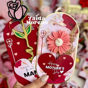 Mother's Day Card with a Heart and Flower Holder / Happy Mother's Day / Mom / Digital File in Studio Format, SVG, PNG, and PDF / Editable