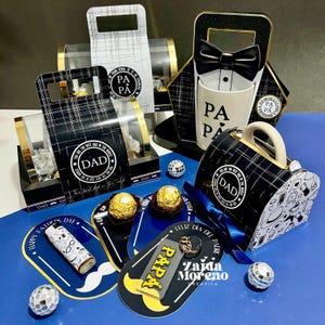Geschenkboxen zum Vatertag / Tassenhalter / Tabletts / Souvenirkarten / englische und spanische Sätze / und / enthält Kunst / Studio, SVG-, PNG- und PDF-Formate