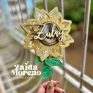 Cake Topper shaker Girasol/ formato STUDIO y SVG/ archivo digital para maquina de corte