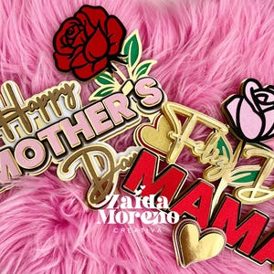 Happy Mother&#39;s Day topper, Happy Mother&#39;s Day topper/ Mother&#39;s Day stationery/ Mom&#39;s Day / digital file in Studio Y SVG format