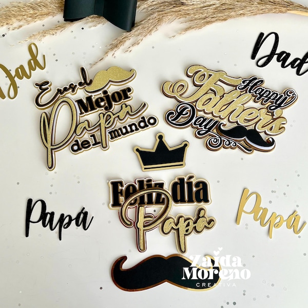 Generic Father's Day cake toppers / Happy Father's Day / Dad / Studio and SVG format cutting files / Stationery for Dad