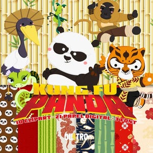 Kung Fu Panda digitale kit – Cliparts, digitale papieren en lettertypen