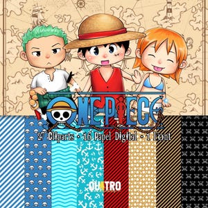 Kit digitale One Piece: clipart, documenti digitali e caratteri