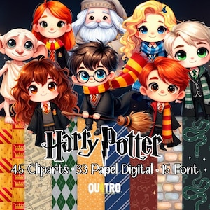 Kit Digital Harry Potter – Cliparts, Papeles Digitales y Fuentes