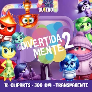 Realistyczne Cliparty Inside Out – Zestaw Cyfrowy z 18 Ilustracjami