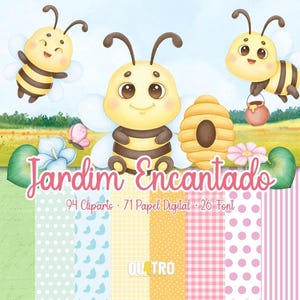 Enchanted Garden Digital Kit – Cliparts, digitale Papiere und Schriftarten