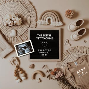 Le meilleur à venir : modèle de révélation de grossesse modifiable - Faire-part de naissance unique avec échographie - Parfait pour les cadeaux de baby shower
