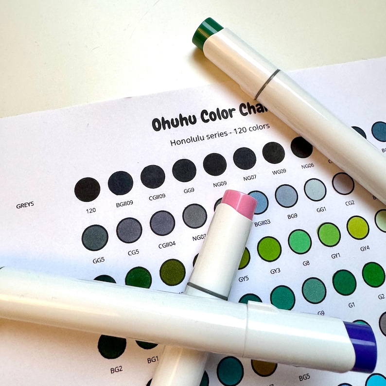 Honolulu Color Ohuhu Honolulu Color Swatch Chart 120 Colors - Etsy