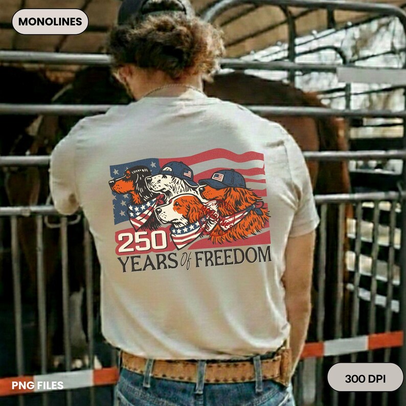 Patriotic Dogs 250 Years Freedom PNG, American Flag Bandana Graphic (Digital Download) image 12