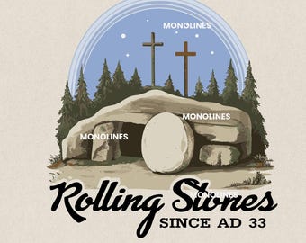 Rolling Stones Easter PNG: He Is Risen Christian Design (Digital Download)