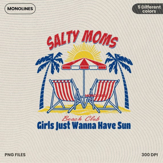 Retro Salty Moms Beach Club PNG: Summer Vibes Design (Digital Download)