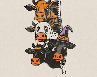 Vintage Halloween Cow PNG: Spooky Farmhouse Clipart (Digital Download
