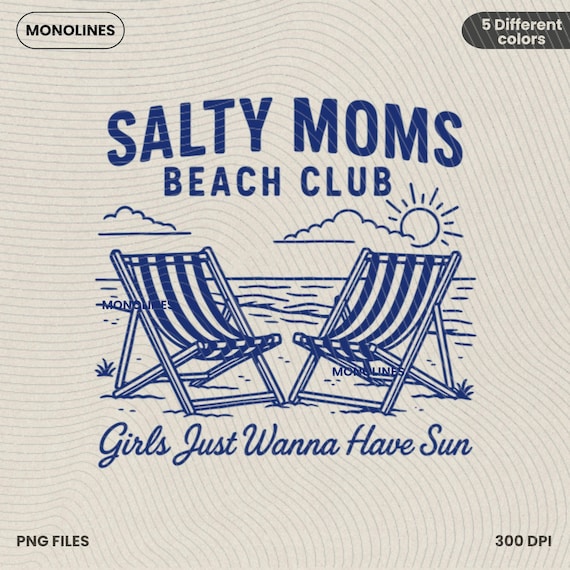 Salty Moms Beach Club PNG: Retro Summer Design (Digital Download)