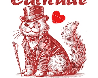 Lustiges Katzenbild PNG, Vintage Monokel Katze Clipart, Retro Bauernhaus Sublimationsdesign, adrette Gentleman Kitty Kunstwerk digitaler Download