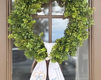 Custom Embroidered Wreath Sash, Monogrammed Initial