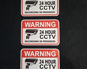 VIDEO SURVEILLANCE home office warehouse security warning CCTV vinyl sticker decal window door