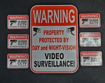 warning Video SURVEILLANCE CCTV security Camera signs window Decal weather-proof vinyl stickers home