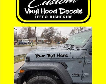 Custom Text Name Hood Lettering Decal Fits Trucks Suv Cars  | Set Of 2 Stickers