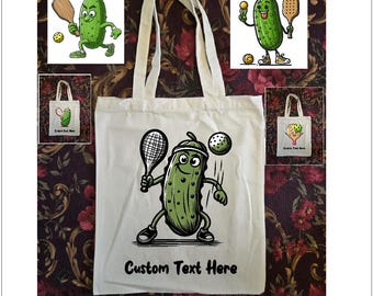 Pickleball Sports Canvas Reusable Cotton Tote Shoe Bag Personalization