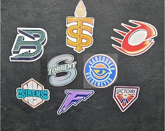 PWHL vinyl stickers Boston Fleet Minnesota Frost Montreal Victories New York Sirens Ottawa Charge Toronto Sceptres Vancover  Seattle Torrent