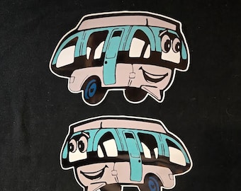 RV Camper tent trailer cartoon vinyl sticker set of 2 Left and Right