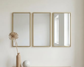 Specchio da parete rettangolare marocchino in ottone / Decorazione per la casa in stile boho fatta a mano / Specchio vintage in metallo