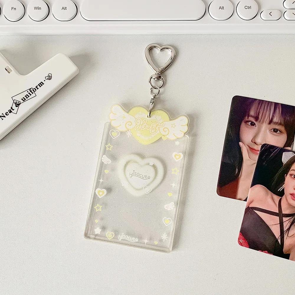 Kawaii Angel Wing Photocard Holder Keychain: Glitter Kpop Concert