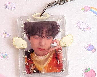 Kpop Photocard Holder – Angel Wings, Star Keychain Bag Charm