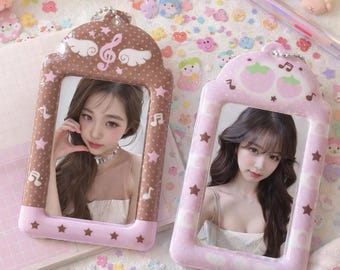 K-Pop Photocard Holder Keychain | Strawberry & Music Notes Photo Case