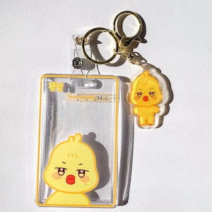 Ateez photocard holder, Aniteez acrylic Badge/PC Holders with keychain