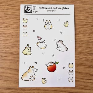 glänzend, kawaii cute süßer anime Hamster Stickerblatt, Stickerbogen, Aufkleber Mini Sticker für Scrapbooking und Journals