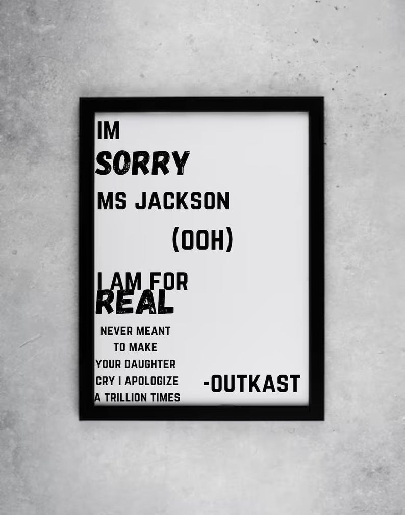 Mrs Jackson I'm Sorry Mrs Jackson Poster (digital Download) - Etsy