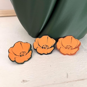 3D Printed California Poppy Pin - Orange Flower Souvenir Giveaway