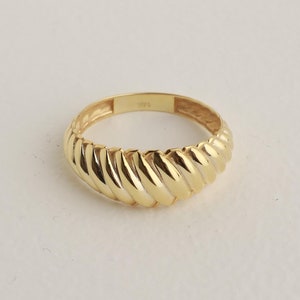 14k Gold Croissant Ring | Bold Statement Ring for Women | Chunky Twisted Dome Design | Minimalist Stackable Gold Jewelry