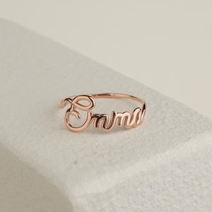 14k Gold Dainty Ring - Personalized Custom Name Ring, Custom Silver Jewelry, Dainty Name Ring, Unique Gift for Her