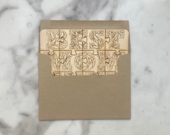 Engraved wood Mother’s Day puzzle card