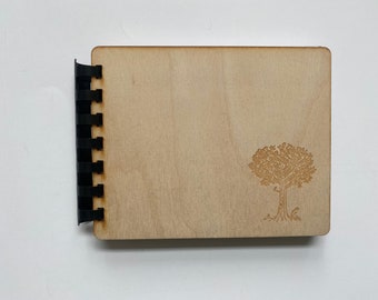 Wood sketchbook notebook journal real wood Engraved laser cut giving tree graduation gift