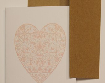 Handmade valentine's day card, blank on the inside