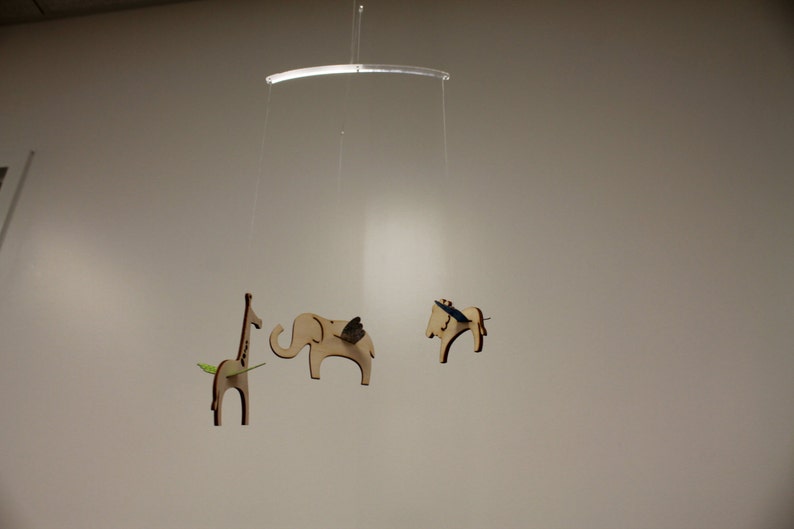 Cute Modern Birch Plywood Mobile to hang over baby crib w/ Etsy